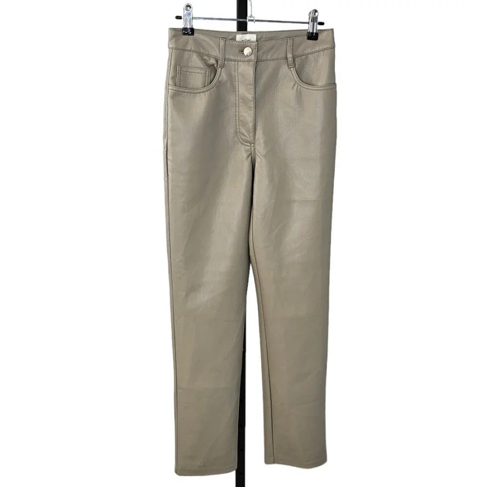 Aritzia Wilfred The Melina Pant Size 2 High Rise Vegan Leather Straight Leg